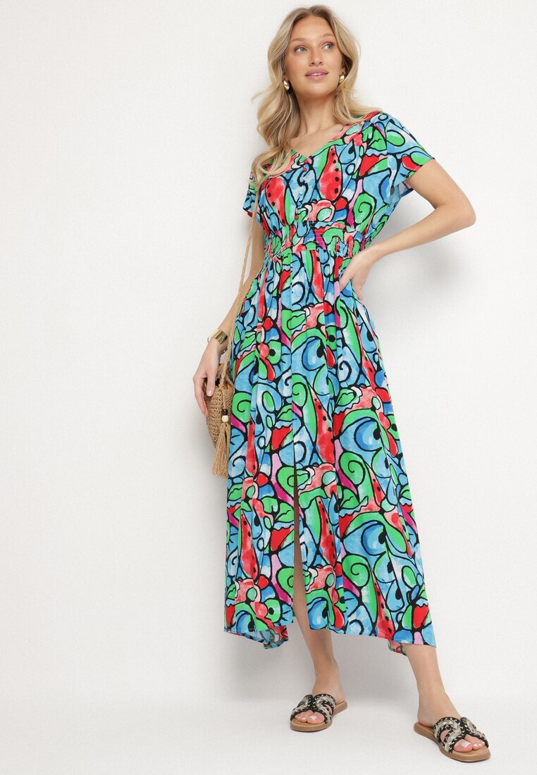 generation Rochie Albastră Din bumbac cu Model Abstract Emilisse