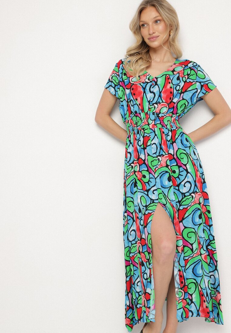 generation Rochie Albastră Din bumbac cu Model Abstract Emilisse