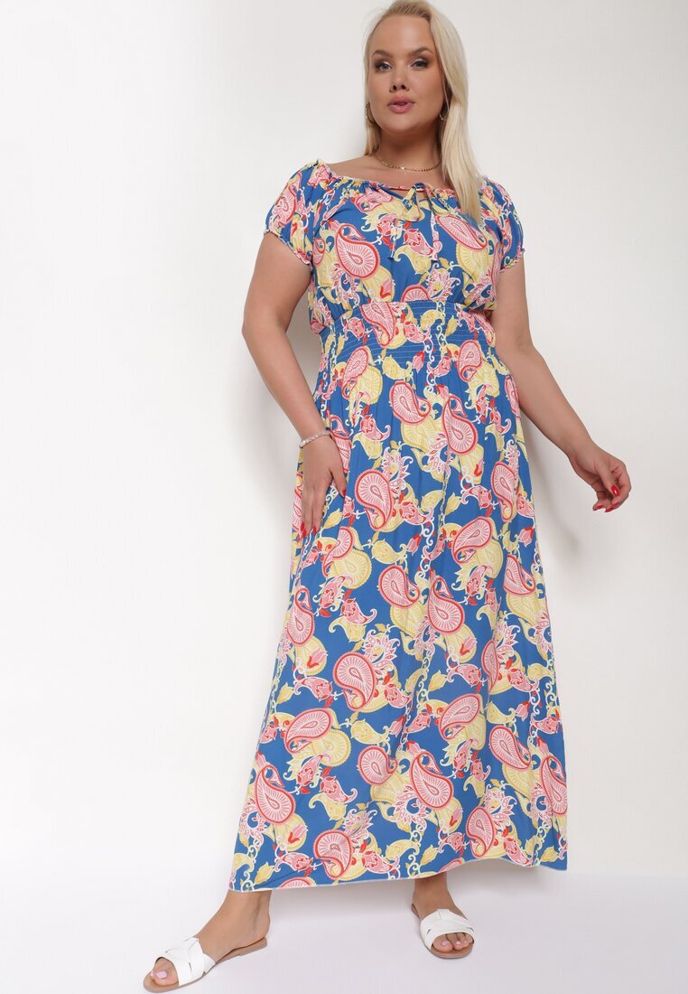 generation Rochie Albastru-Roz din Bumbac cu Elastic în Talie Zilletta