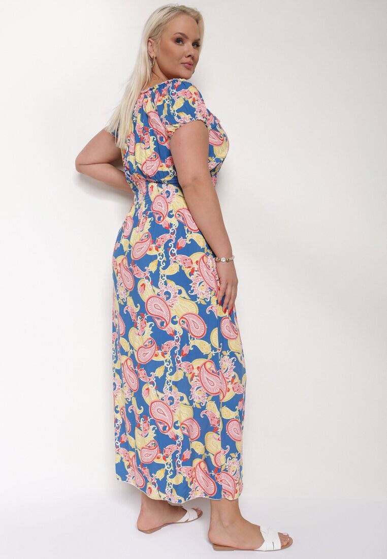 generation Rochie Albastru-Roz din Bumbac cu Elastic în Talie Zilletta