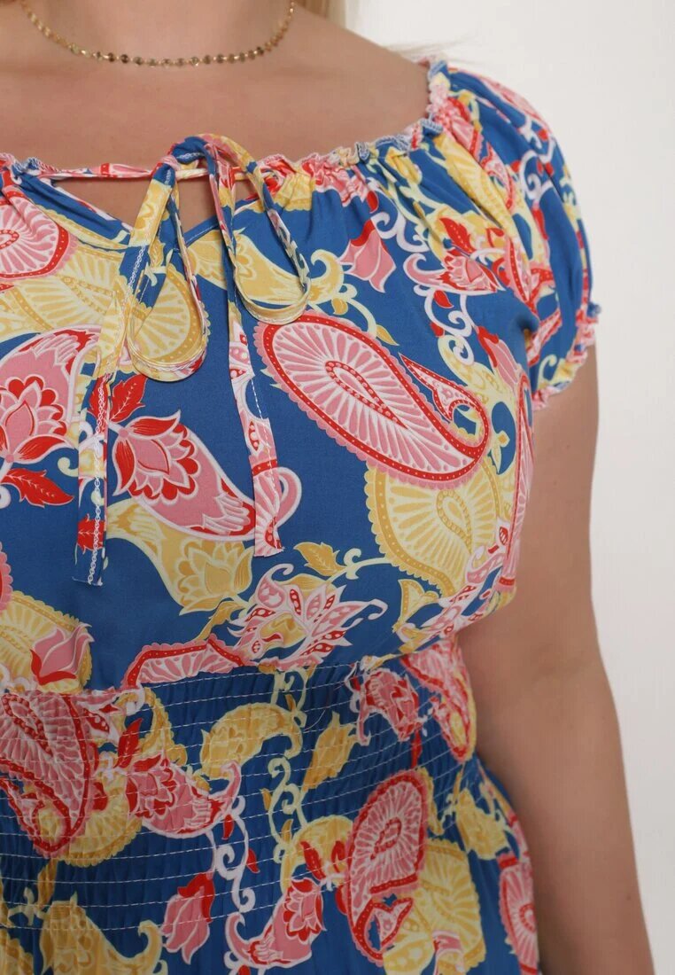 generation Rochie Albastru-Roz din Bumbac cu Elastic în Talie Zilletta