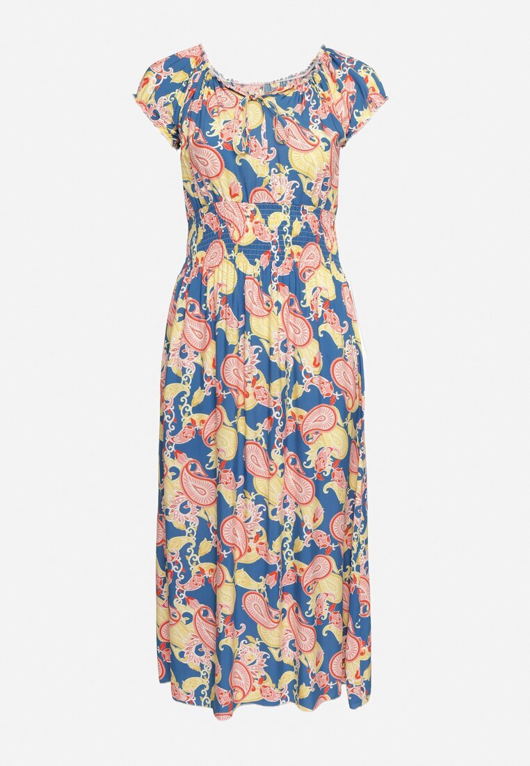 generation Rochie Albastru-Roz din Bumbac cu Elastic în Talie Zilletta