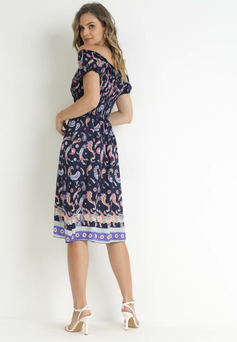 generation Rochie Bleu-marin Cloche Din bumbac Spaniolă cu model Paisley Dottia