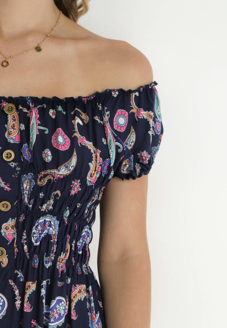 generation Rochie Bleu-marin Cloche Din bumbac Spaniolă cu model Paisley Dottia