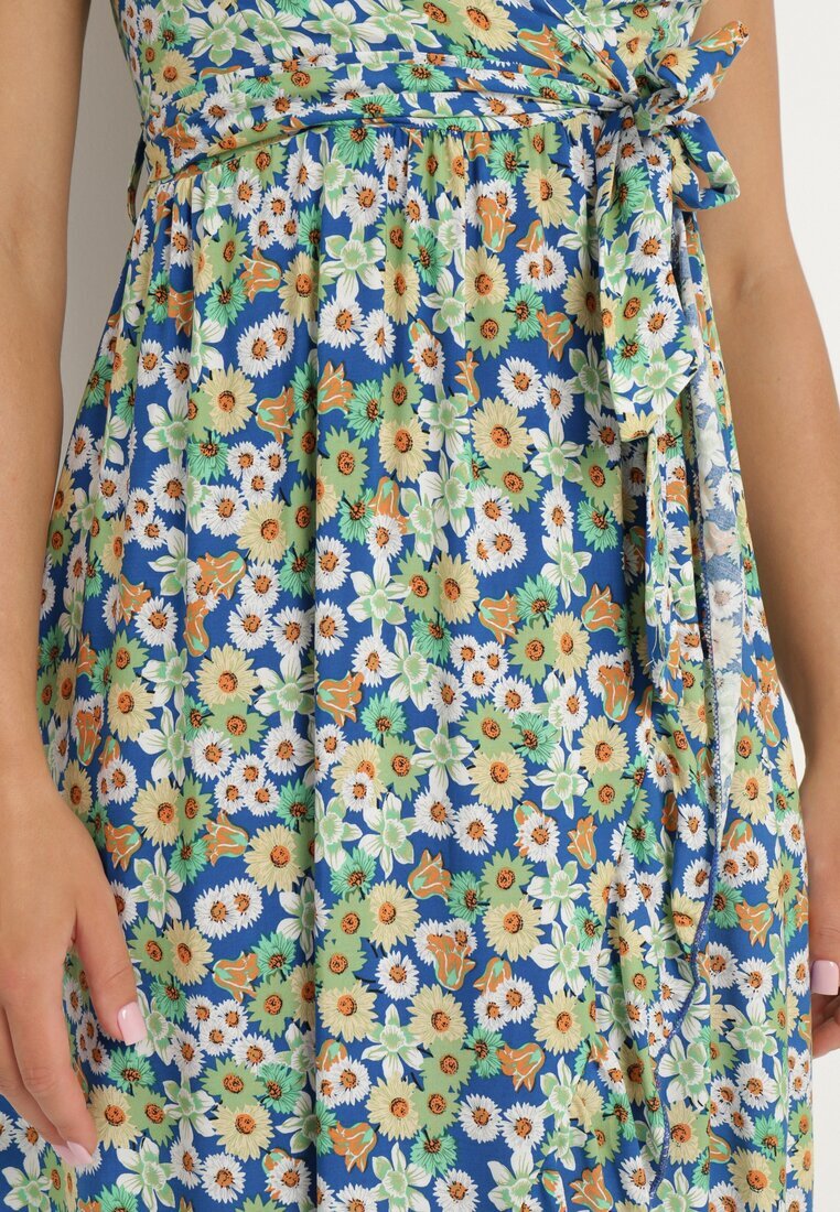 generation Rochie Bleumarin din Bumbac cu Bretele cu Decolteu Petrecut și cu Șliț Asimetric Xiloa