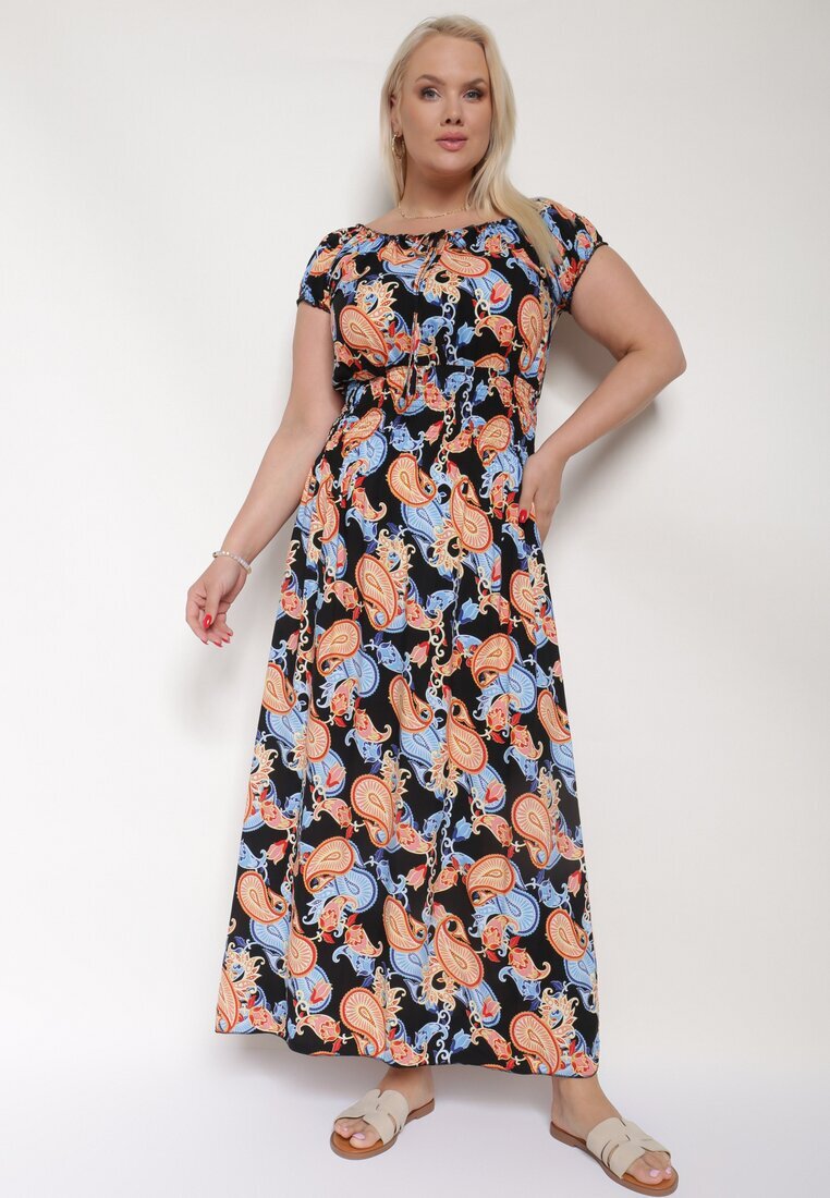 generation Rochie de bumbac negru-albastru cu elastic în talie Zilletta