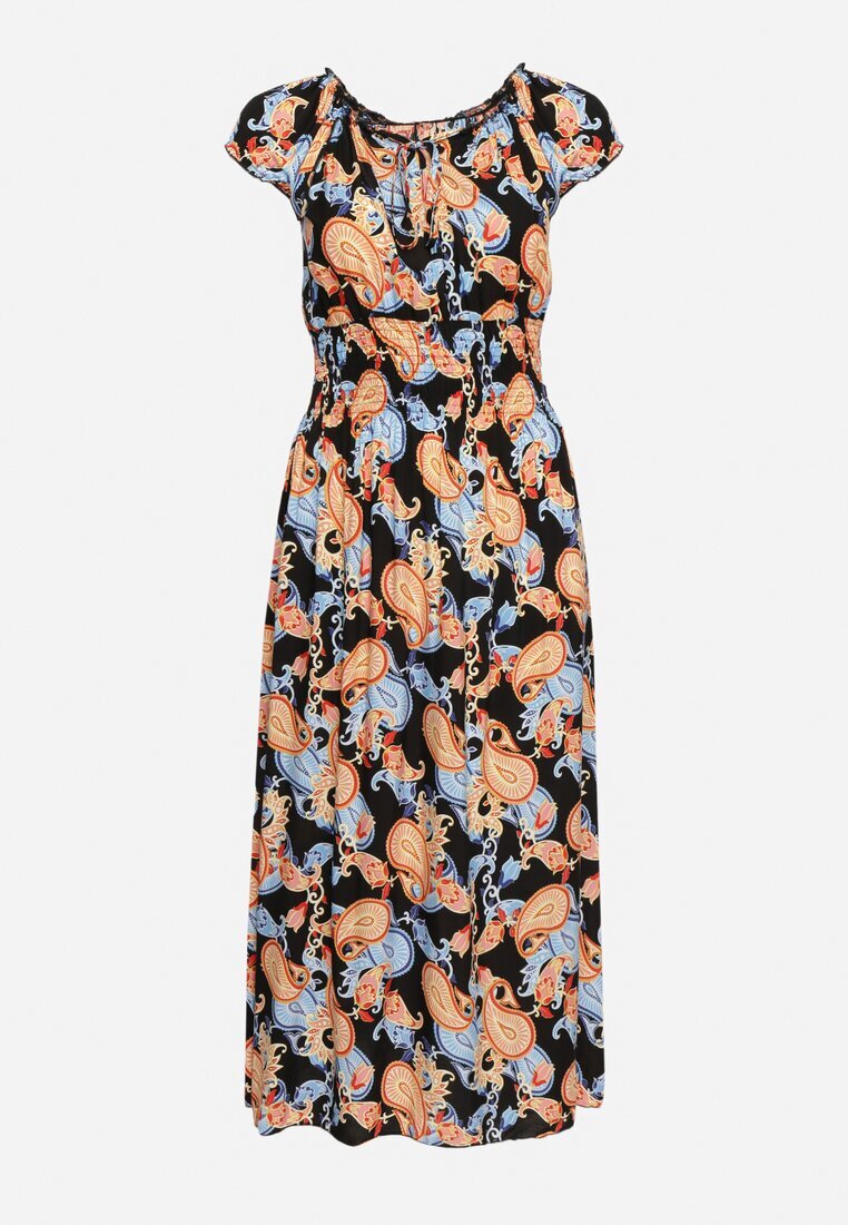 generation Rochie de bumbac negru-albastru cu elastic în talie Zilletta