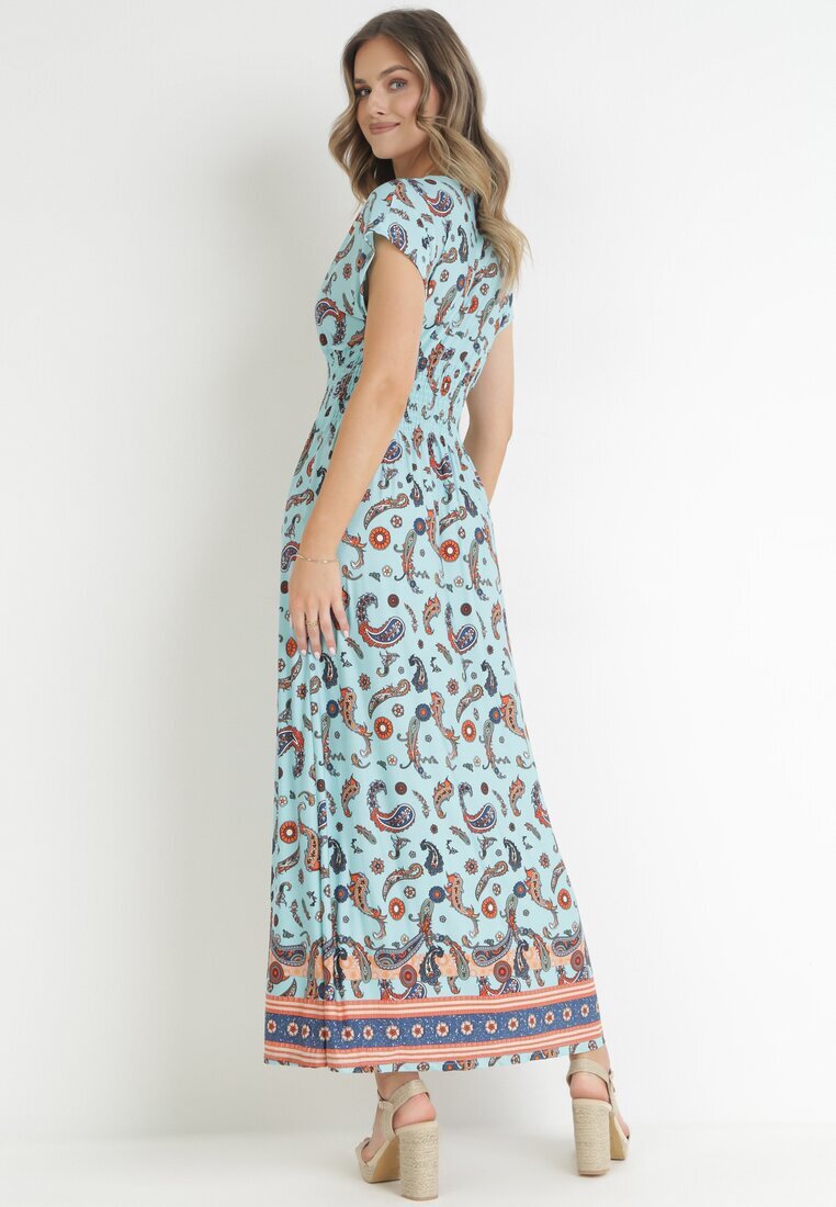 generation Rochie învăluită maxi albastră deschisă cu elastic în talie cu imprimeu Paisley Anitte