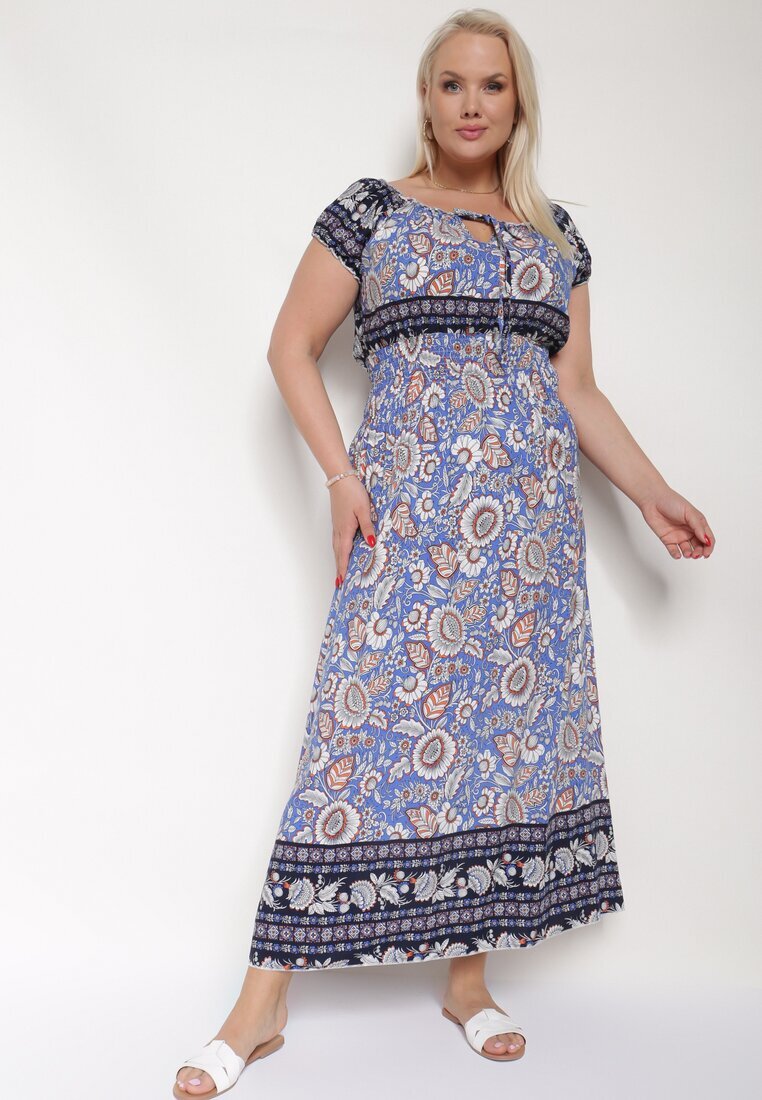 generation Rochie mov de bumbac cu elastic în talie și decolteu legat Emetta