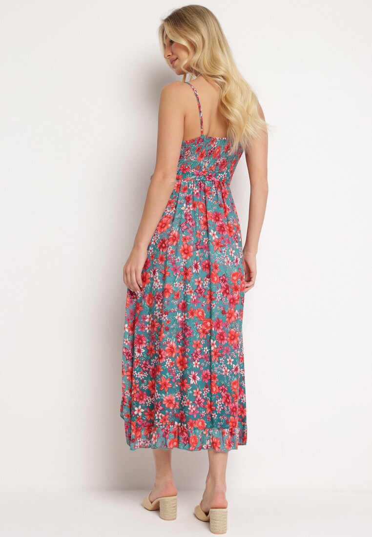 generation Rochie Verde-Roșie Din bumbac Petrecută Pe bretele subțiri Cu imprimeu floral Rissamira