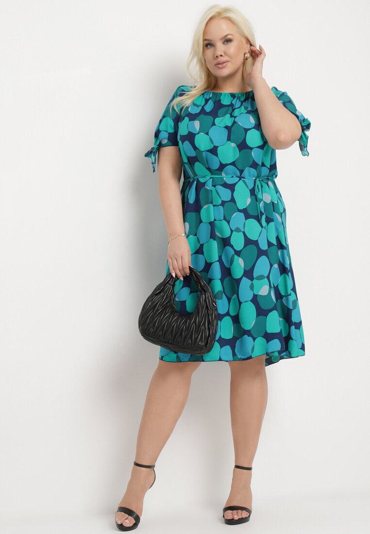 generation Rochie Verde Trapezoidală De bumbac cu Decolteu elastic și Șnur în talie Eeraphina