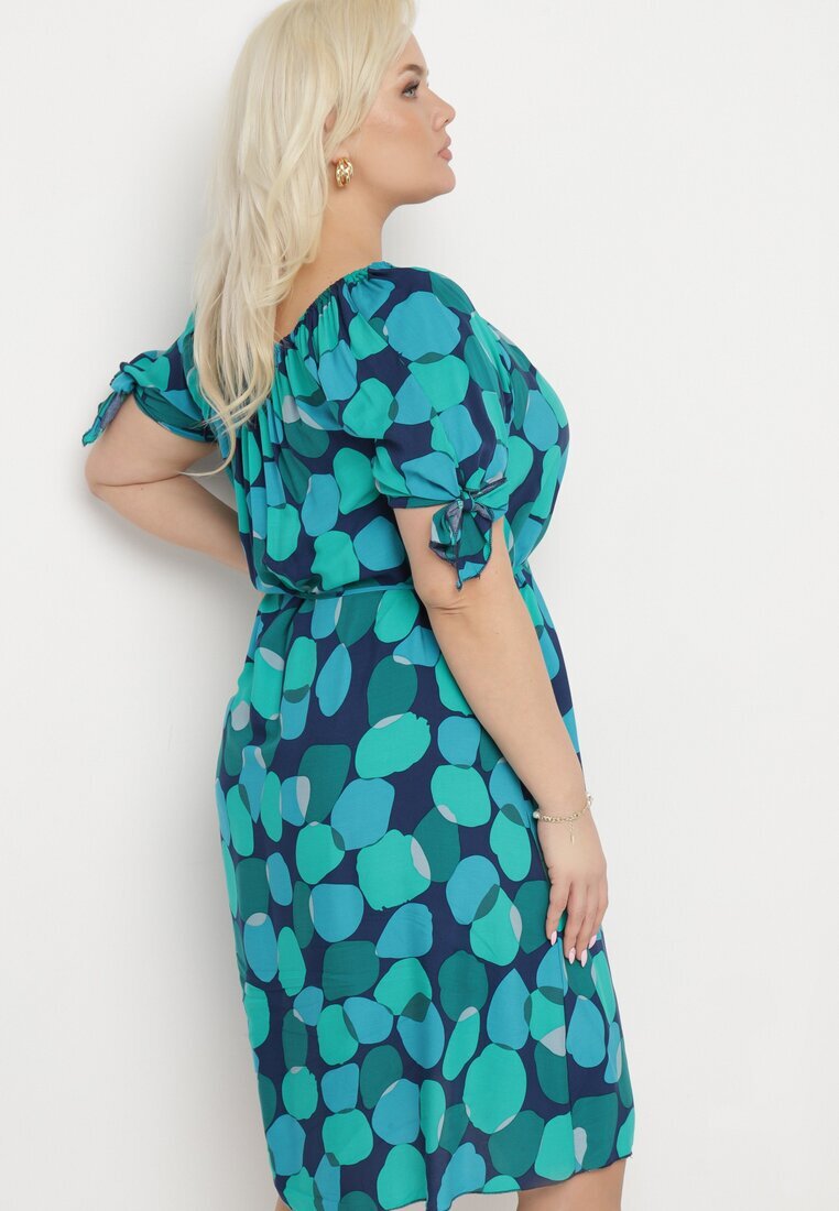 generation Rochie Verde Trapezoidală De bumbac cu Decolteu elastic și Șnur în talie Eeraphina