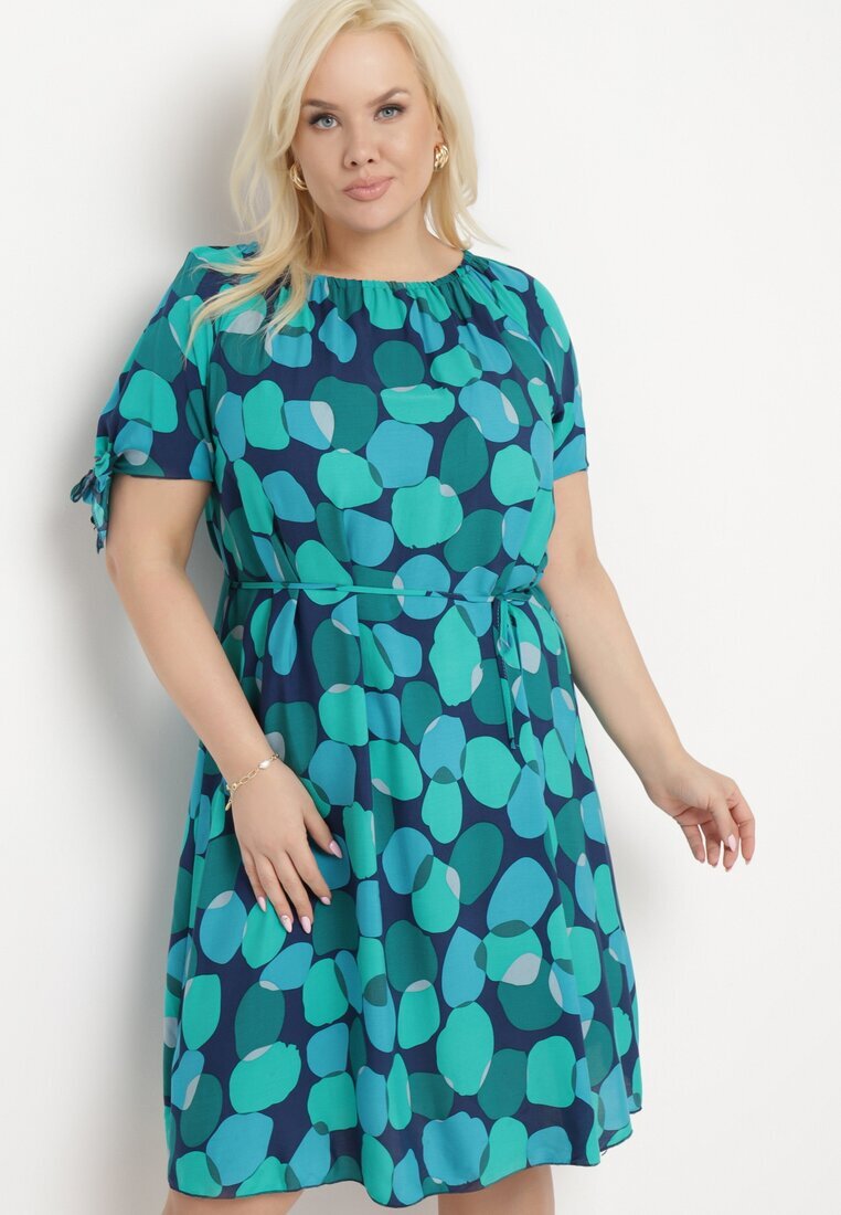 generation Rochie Verde Trapezoidală De bumbac cu Decolteu elastic și Șnur în talie Eeraphina