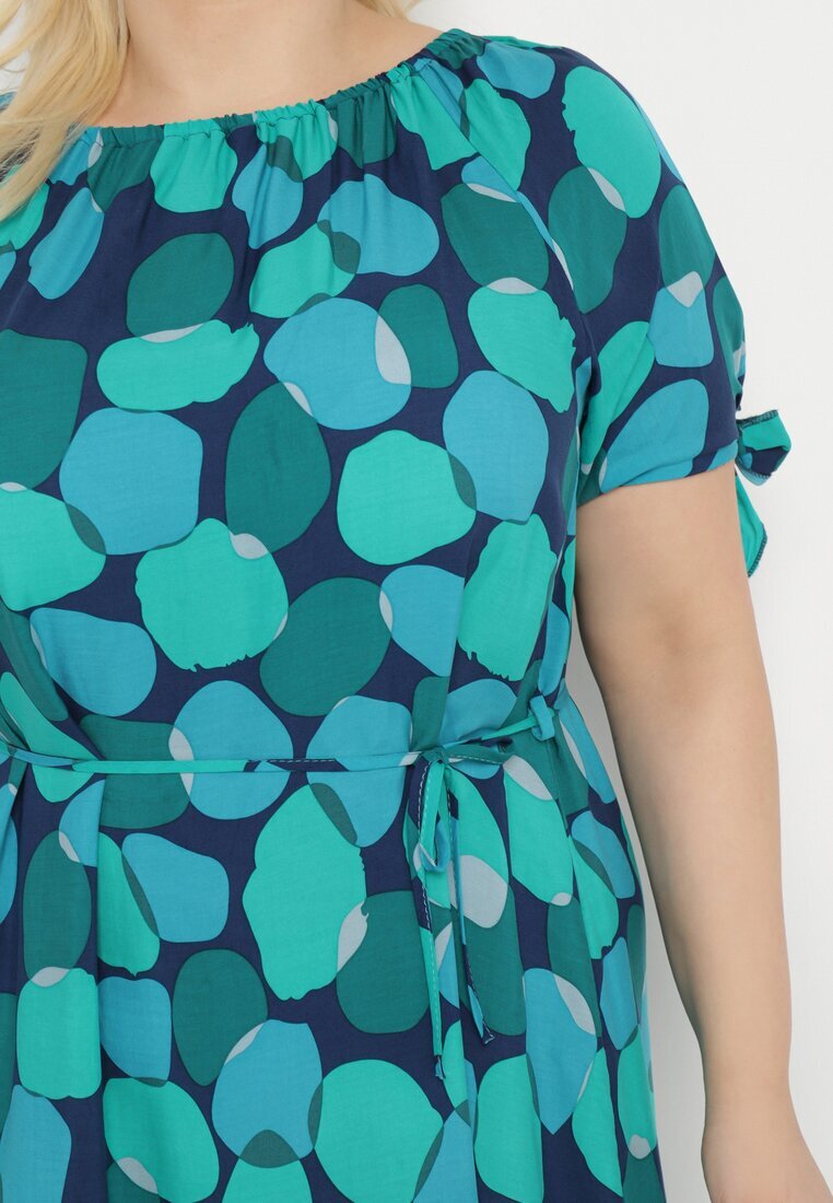 generation Rochie Verde Trapezoidală De bumbac cu Decolteu elastic și Șnur în talie Eeraphina