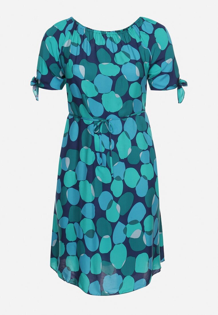 generation Rochie Verde Trapezoidală De bumbac cu Decolteu elastic și Șnur în talie Eeraphina