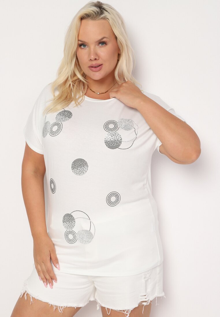 generation Tricou alb din Bumbac Finisat cu Zirconii Krissianne
