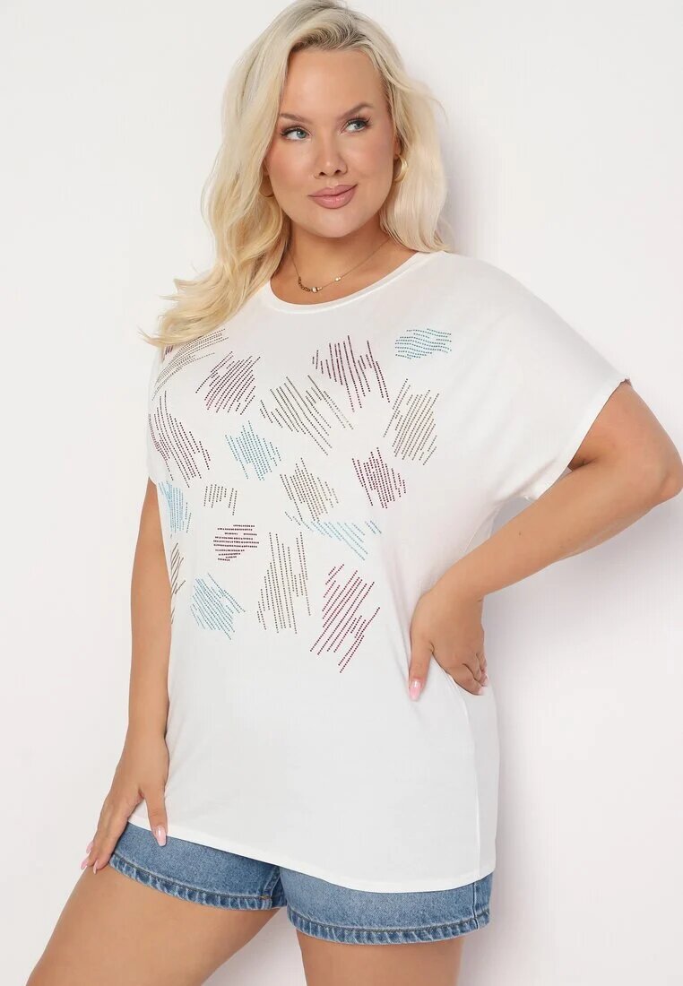 generation Tricou Clasic din Bumbac Alb Decorat cu Zirconii Christara