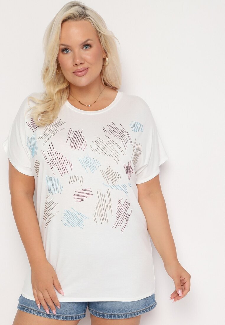 generation Tricou Clasic din Bumbac Alb Decorat cu Zirconii Christara