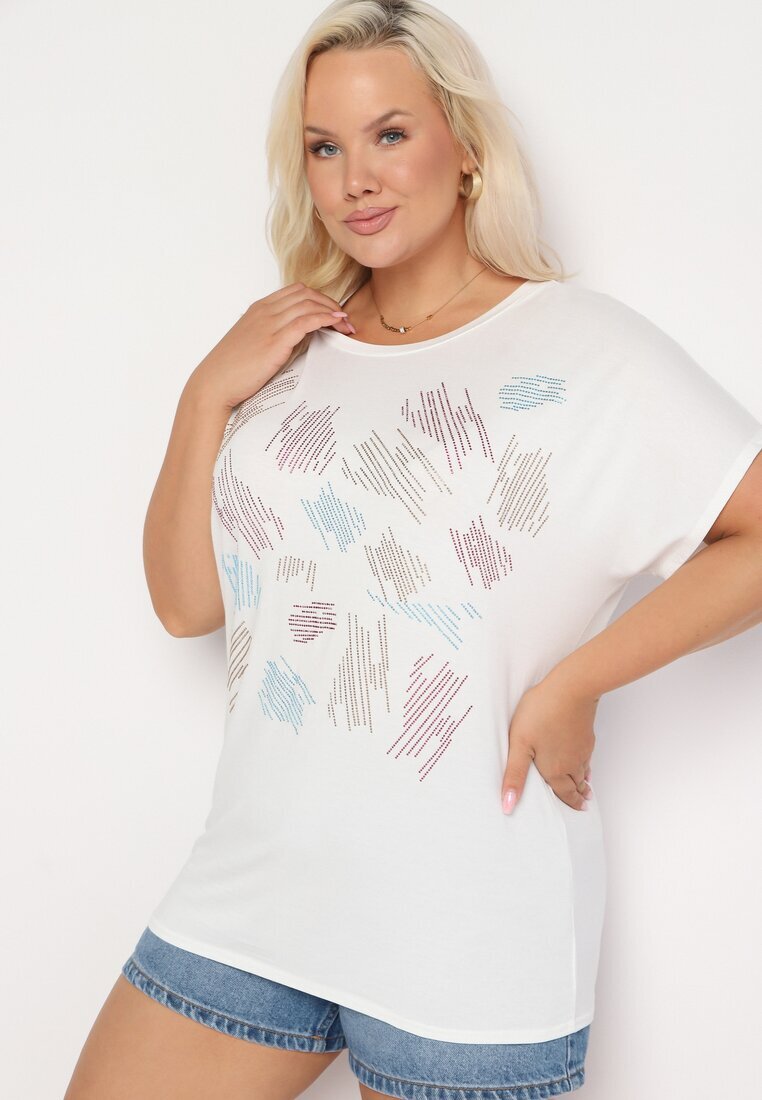 generation Tricou Clasic din Bumbac Alb Decorat cu Zirconii Christara