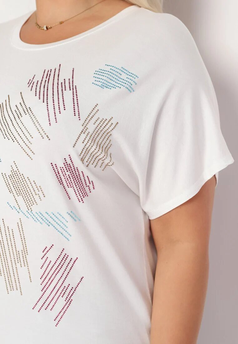 generation Tricou Clasic din Bumbac Alb Decorat cu Zirconii Christara