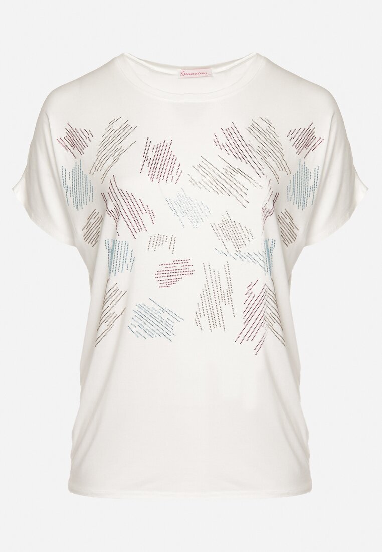 generation Tricou Clasic din Bumbac Alb Decorat cu Zirconii Christara