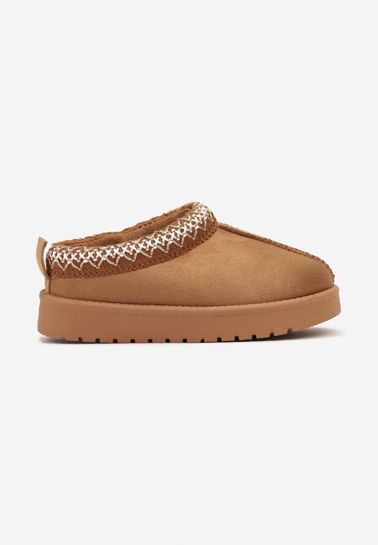  Ghete de zăpadă Maro tip slip-on cu talpă plată și broderie decorativă Daileis