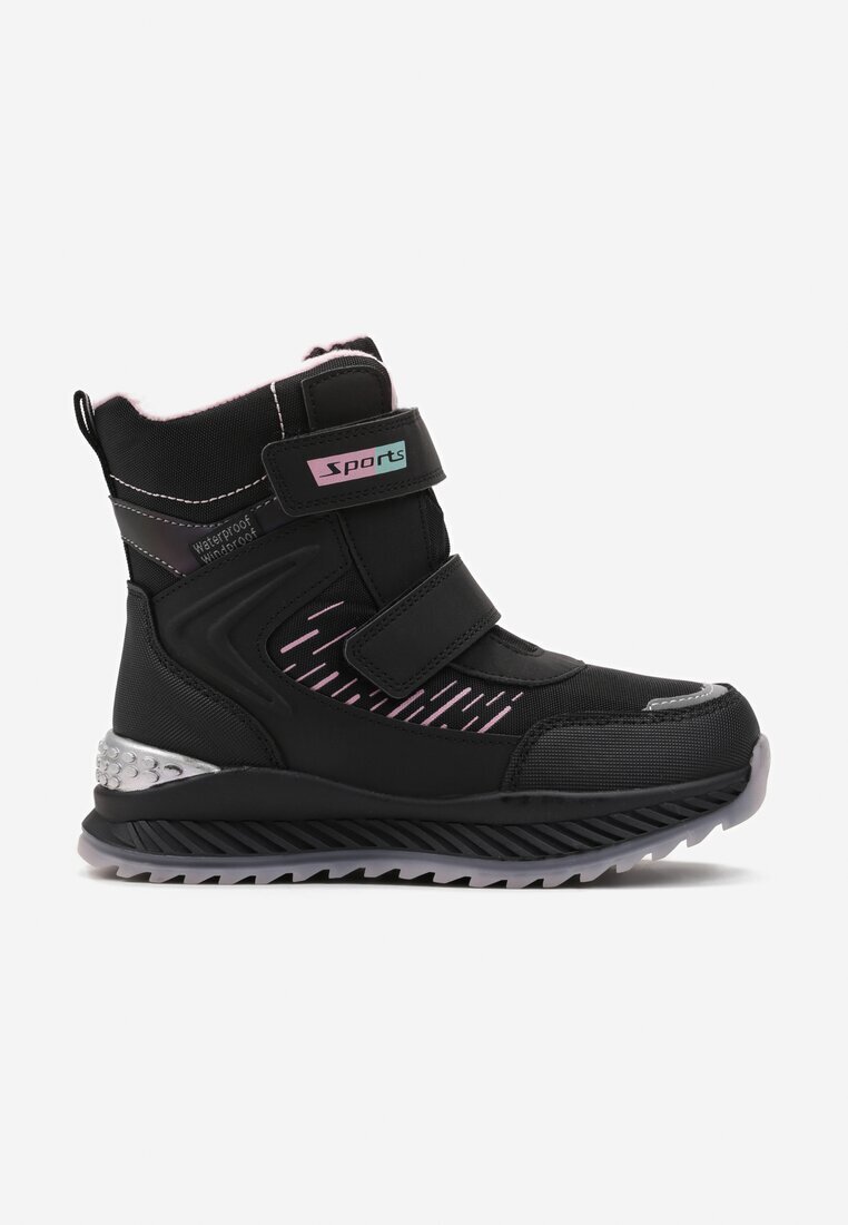  Ghete de zăpadă Negre cu Velcro pe talpă cu striații cu barete decorative Dirette