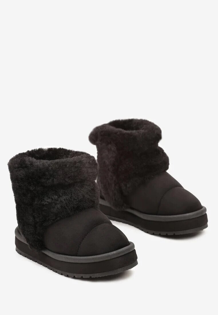  Ghete de zăpadă negre slip-on căptușite cu blană Zeiassa