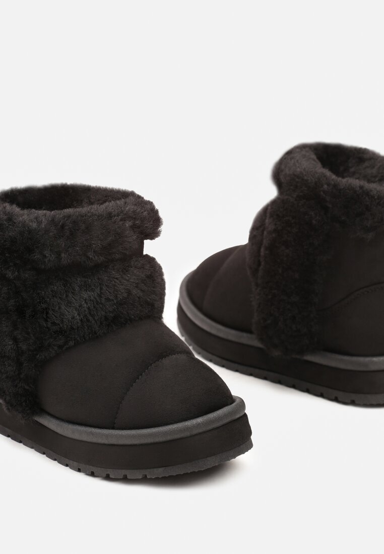  Ghete de zăpadă negre slip-on căptușite cu blană Zeiassa