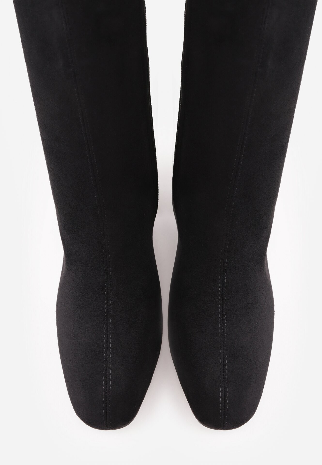 givana Cizme de tranziție pe toc gros din imitație de piele întoarsă în stil minimalist Payleia Negre