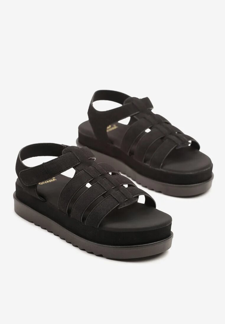 givana Sandale Negre cu prindere velcro Tip Gladiator Sorlinia