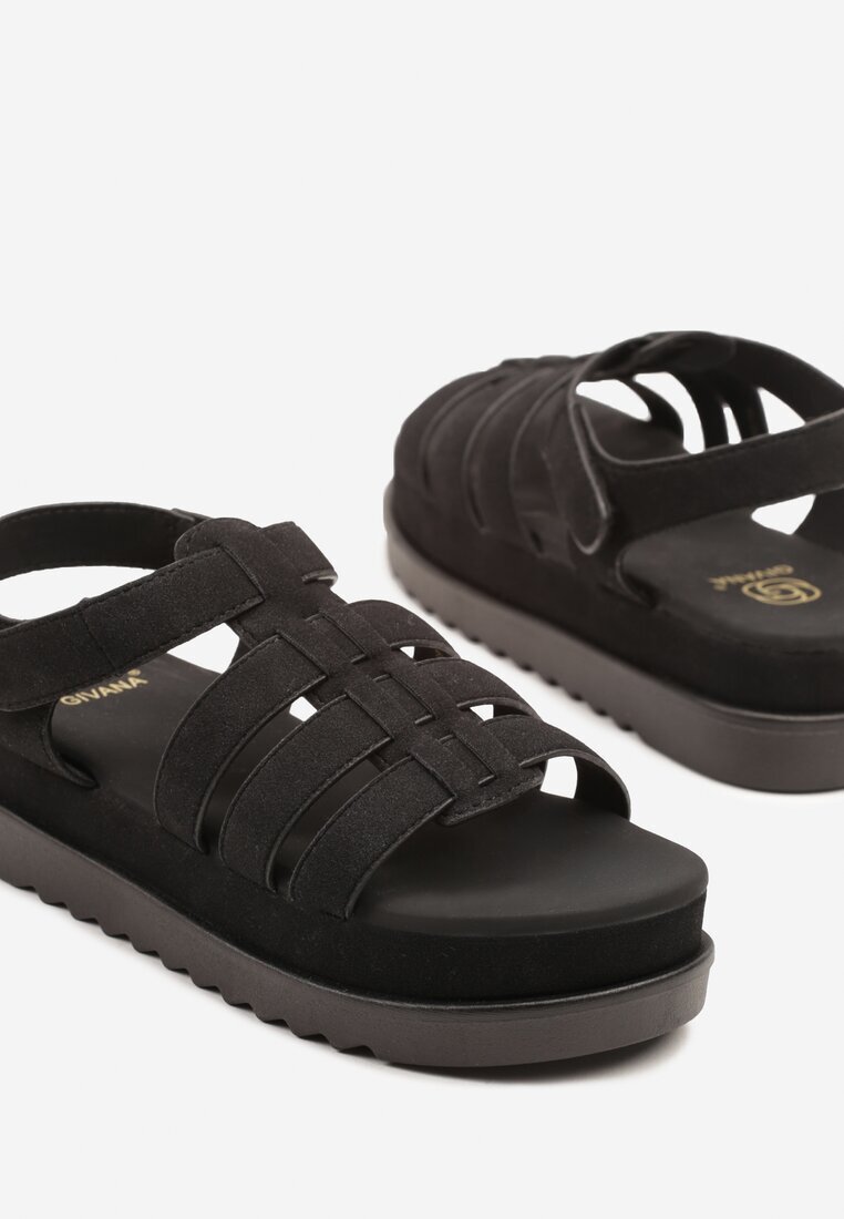 givana Sandale Negre cu prindere velcro Tip Gladiator Sorlinia