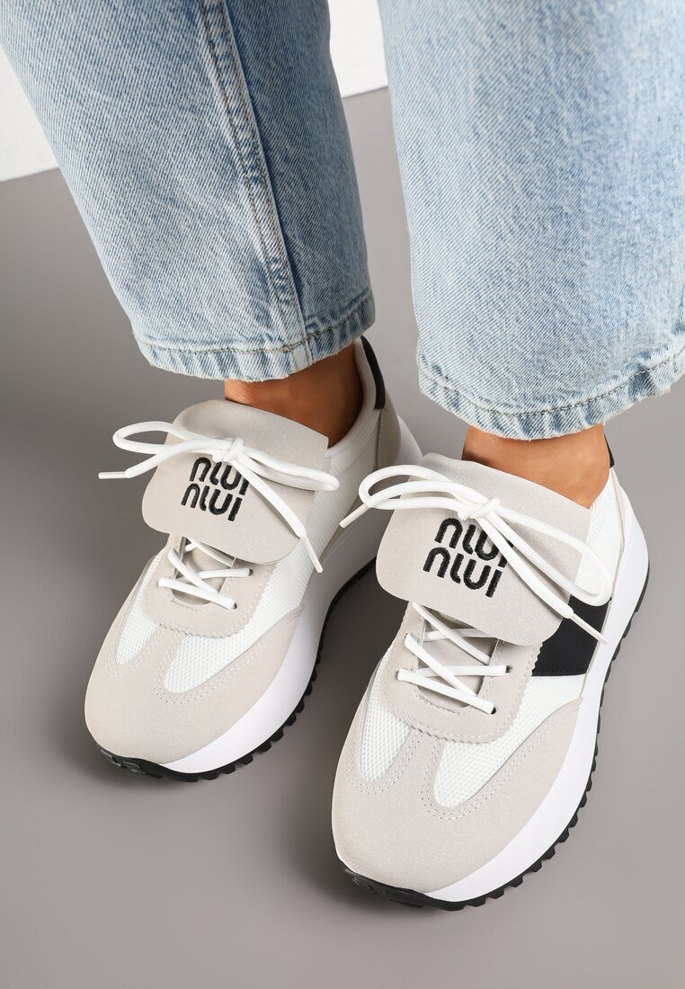 givana Sneakers Bej cu Negru pe Talpă Groasă cu Curea Decorativă Alutra