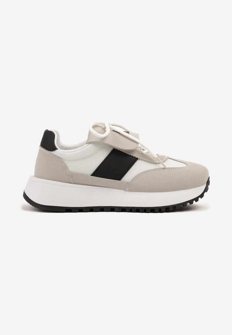 givana Sneakers Bej cu Negru pe Talpă Groasă cu Curea Decorativă Alutra
