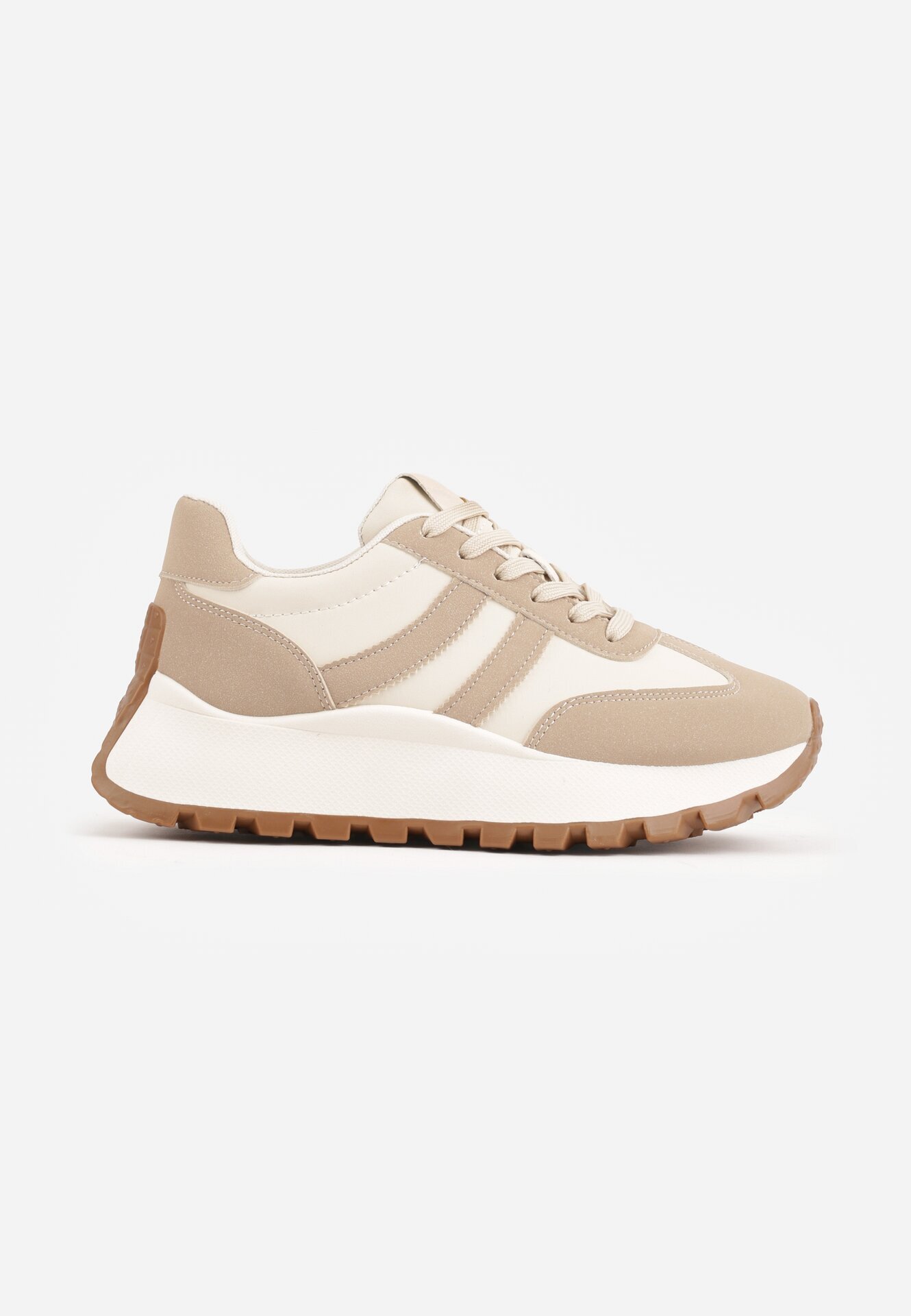 givana Sneakers groase cu talpă groasă și barete decorative Diki Bej închis