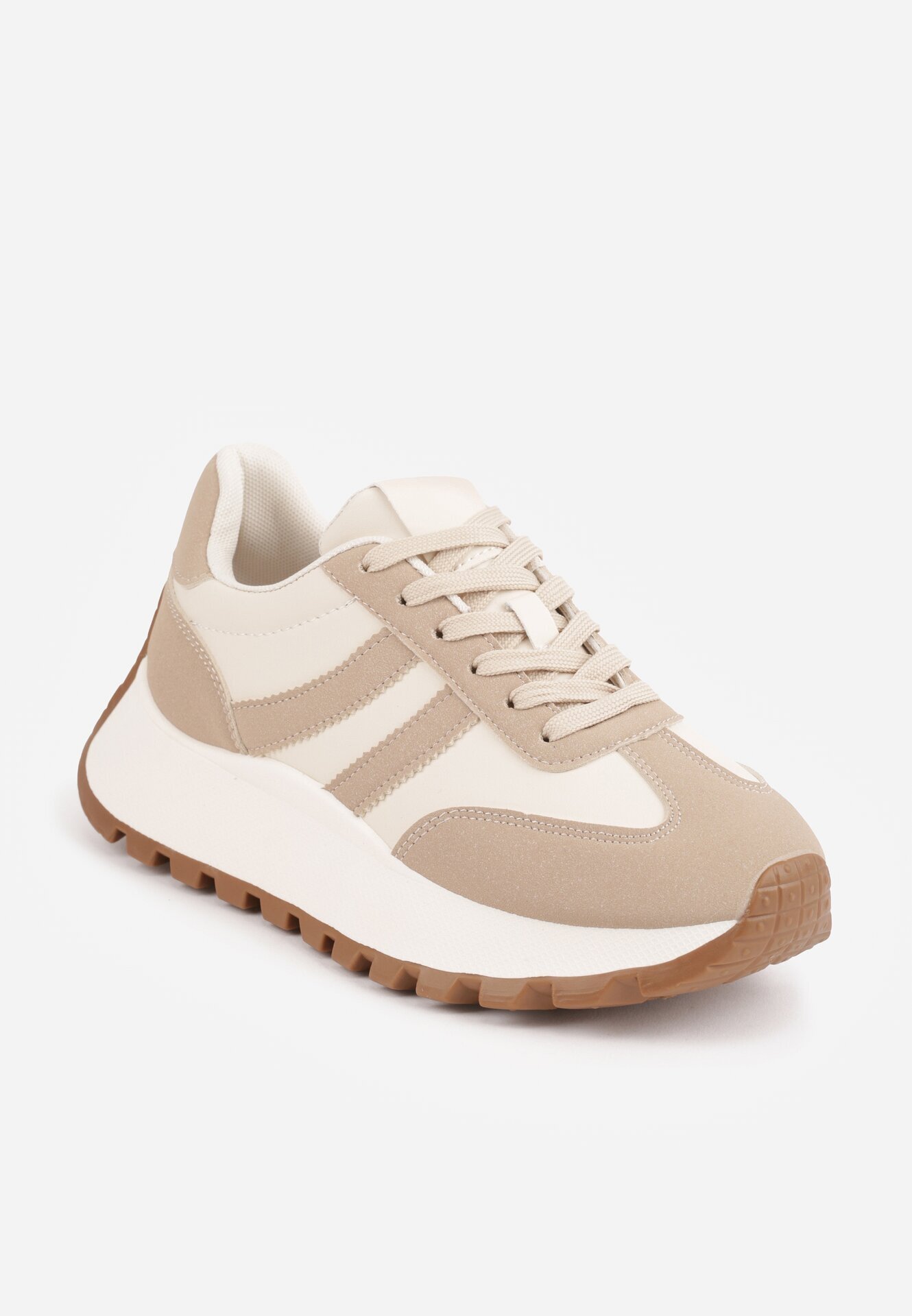givana Sneakers groase cu talpă groasă și barete decorative Diki Bej închis