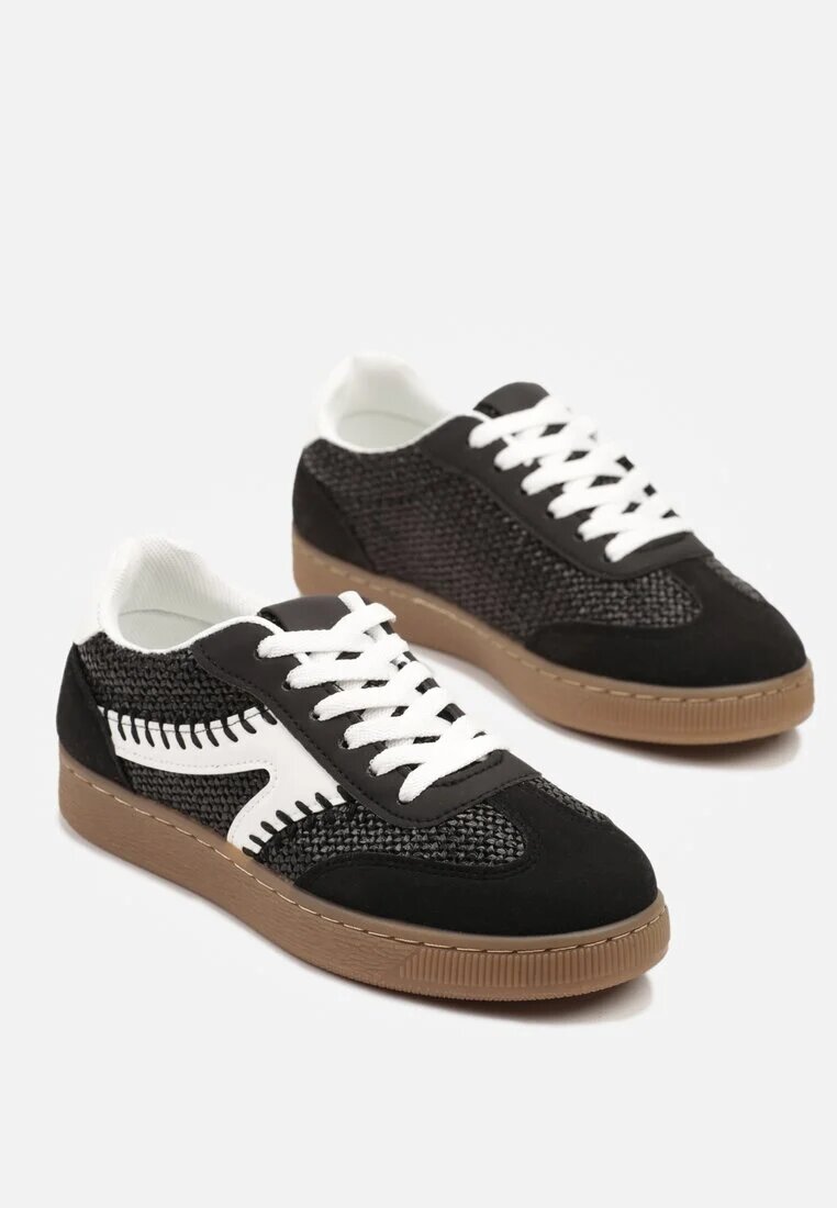 givana Sneakers Negri Iconici cu Cusături Decorative și Tweed Koriarea