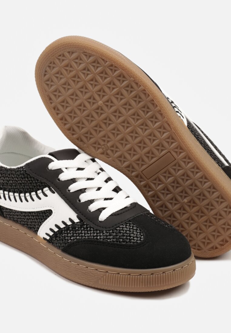 givana Sneakers Negri Iconici cu Cusături Decorative și Tweed Koriarea