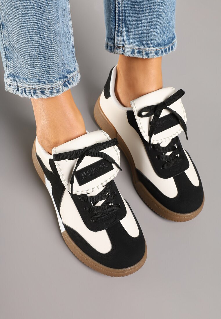 givana Sneakers Negru-Bej cu Limbă Decorativă Alaviela