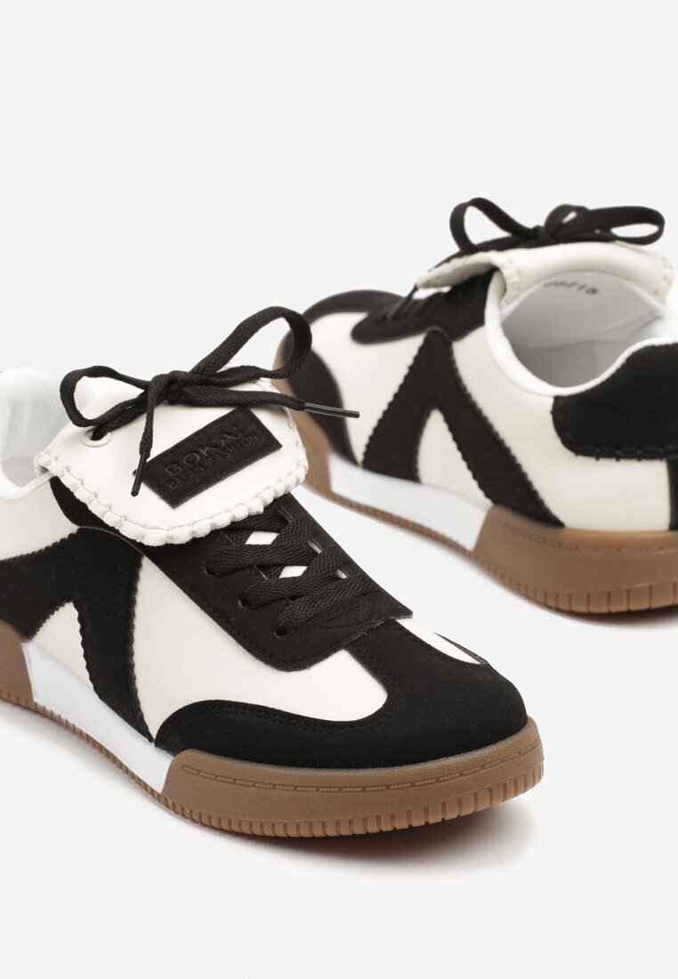 givana Sneakers Negru-Bej cu Limbă Decorativă Alaviela