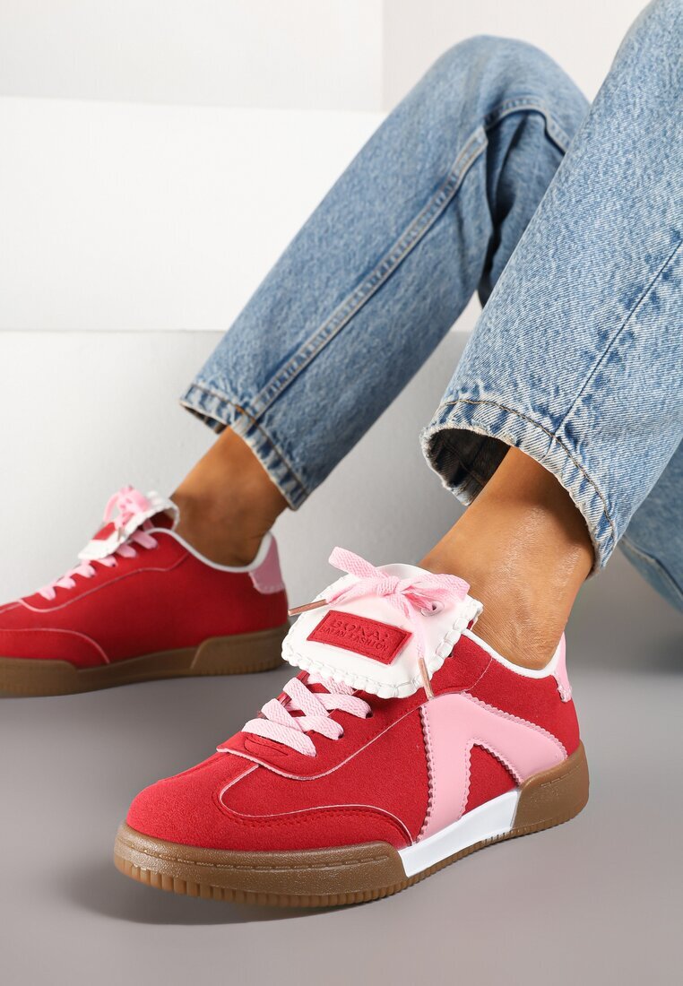 givana Sneakers Teniși Roșu-Roz cu Limbă Decorativă Alaviela