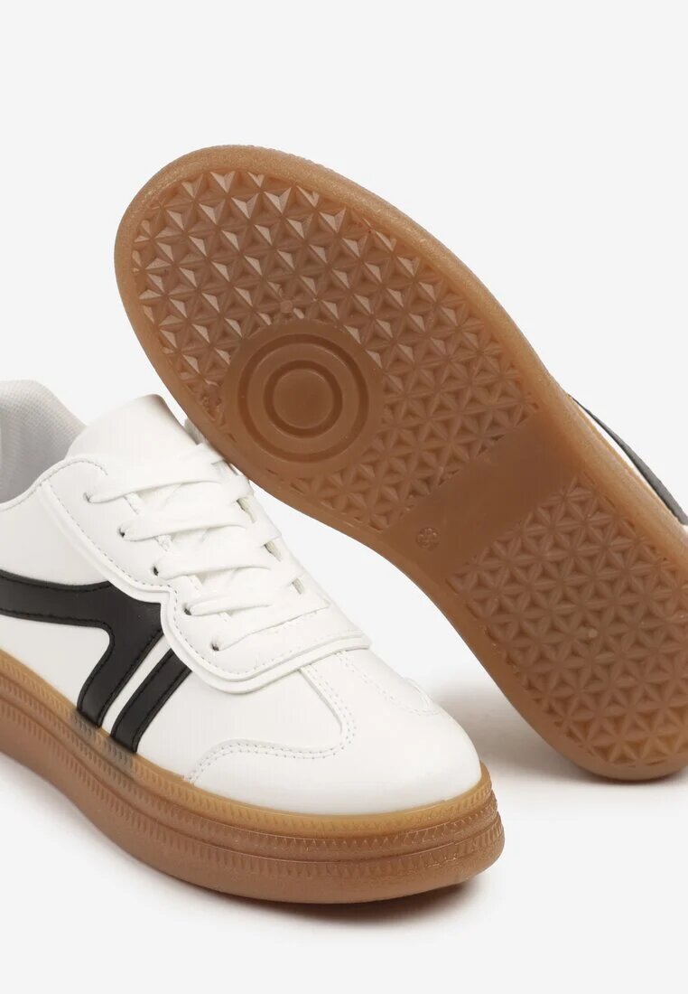 givana Sneakersi Alb-Negri în Stilul Tenisilor Cult cu Cusături Decorative Alanithra