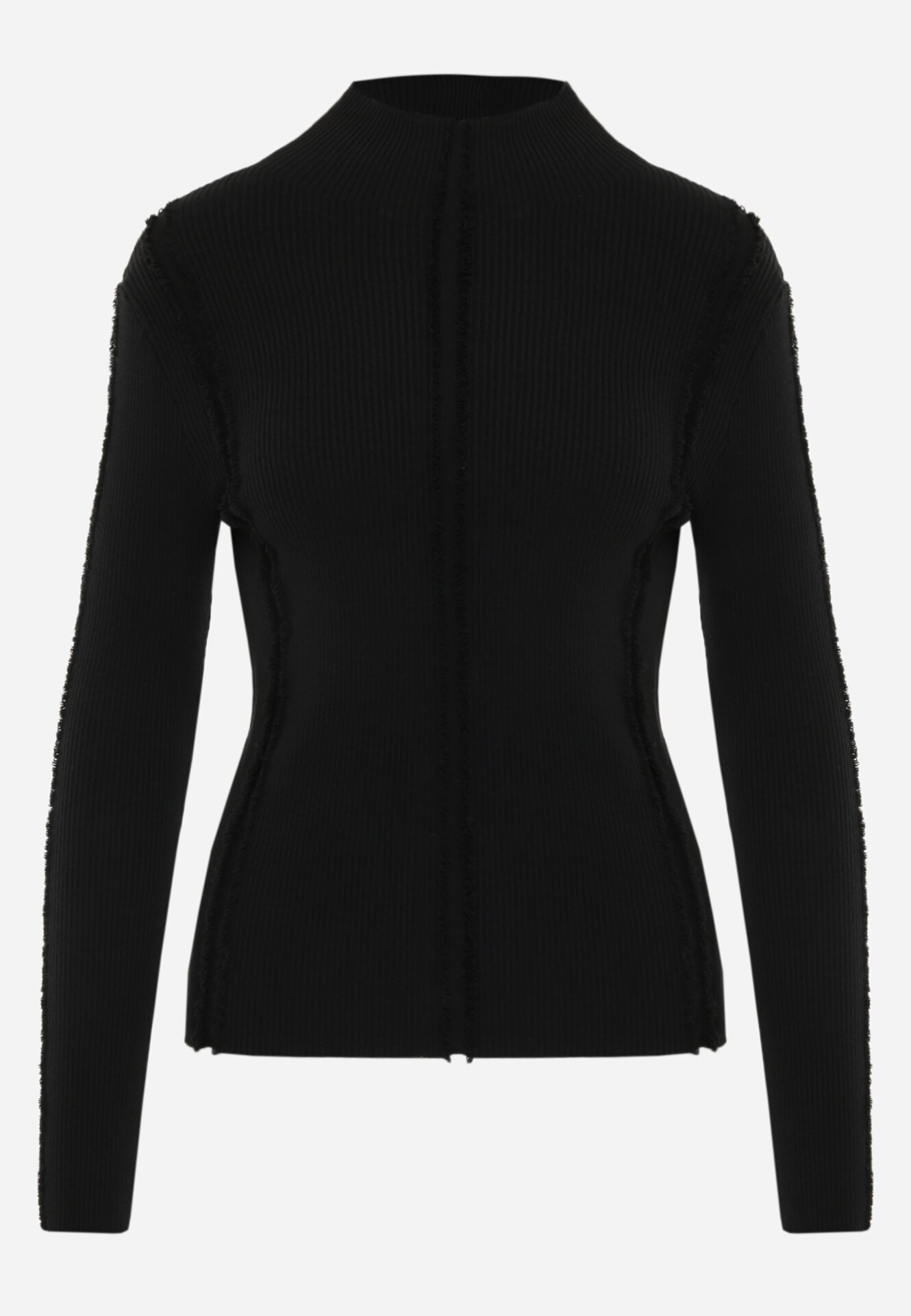 glo-story Asortat cu guler înalt din tricot ribat cu cusături decorative Moonia Negru