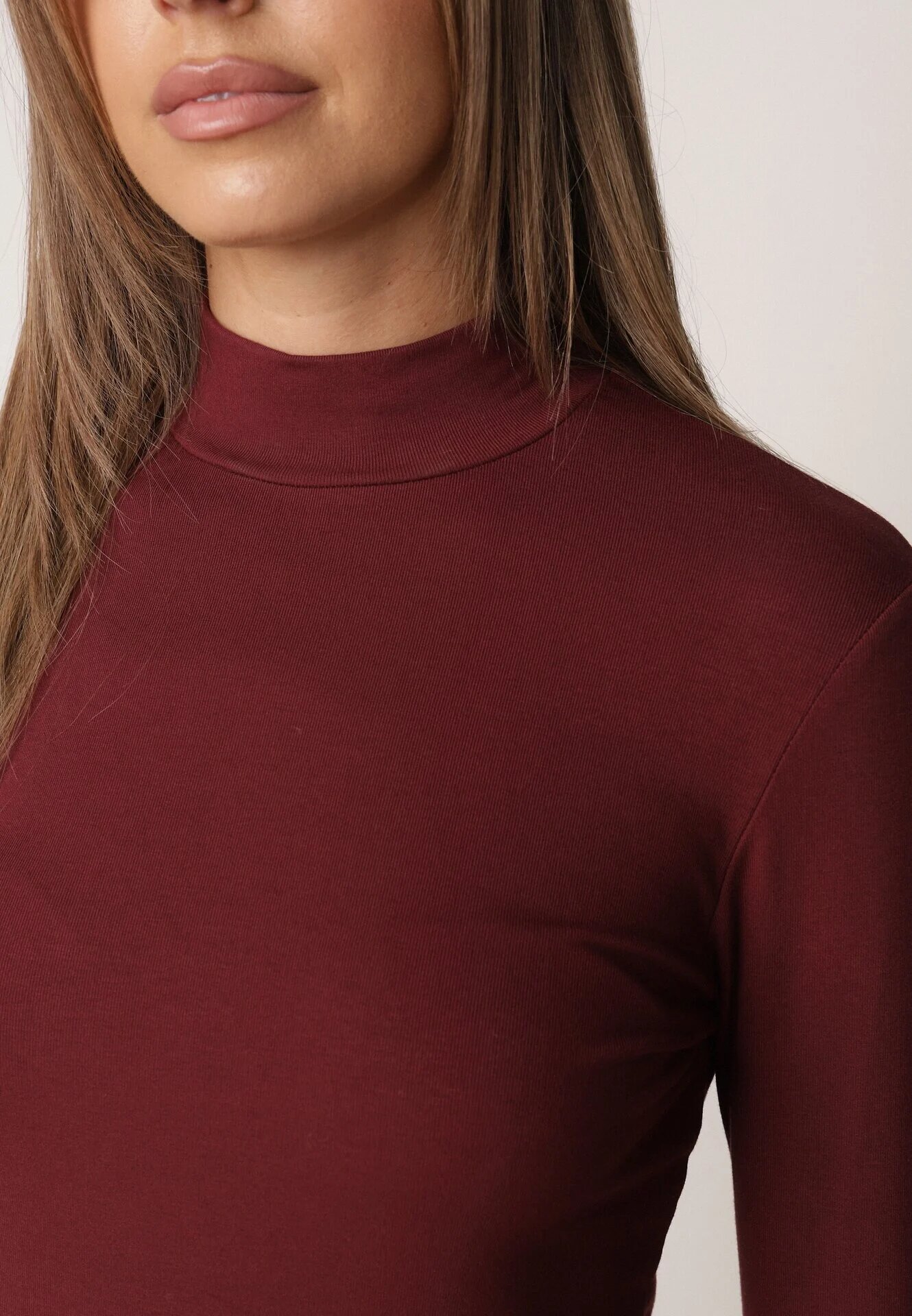 glo-story Bluză cu guler înalt din tricot elastic Munita Bordo