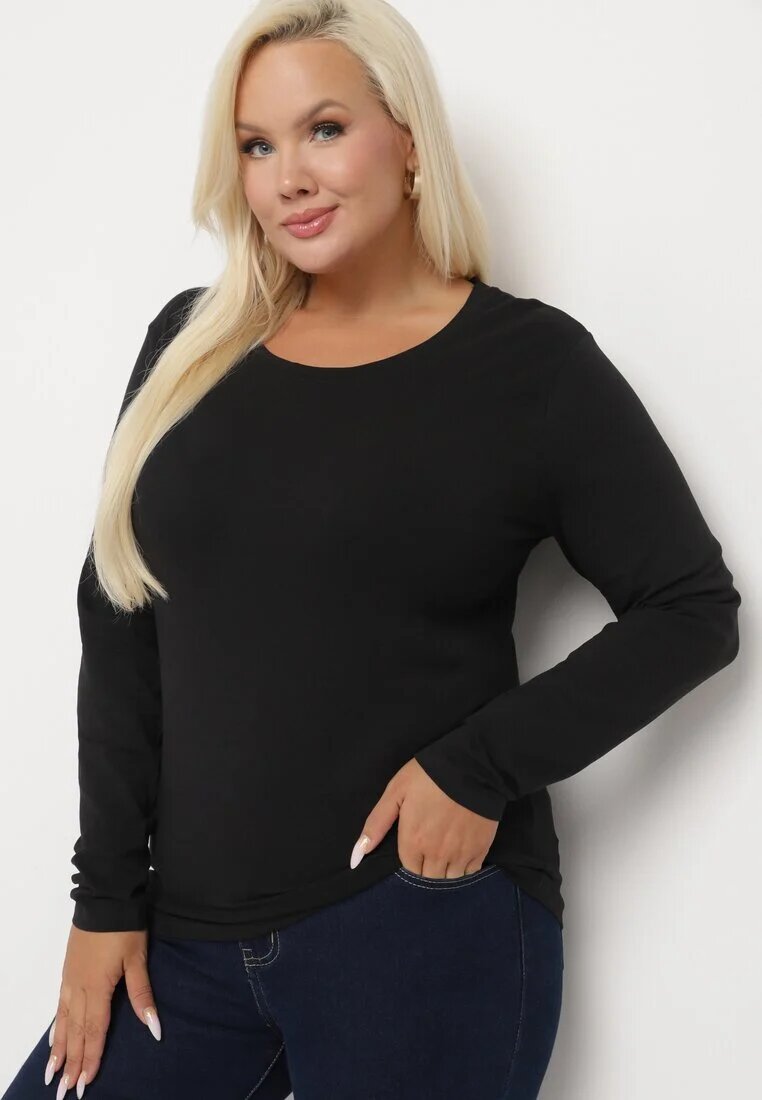 glo-story Bluză Neagră Lonsleeve din Bumbac Niritha
