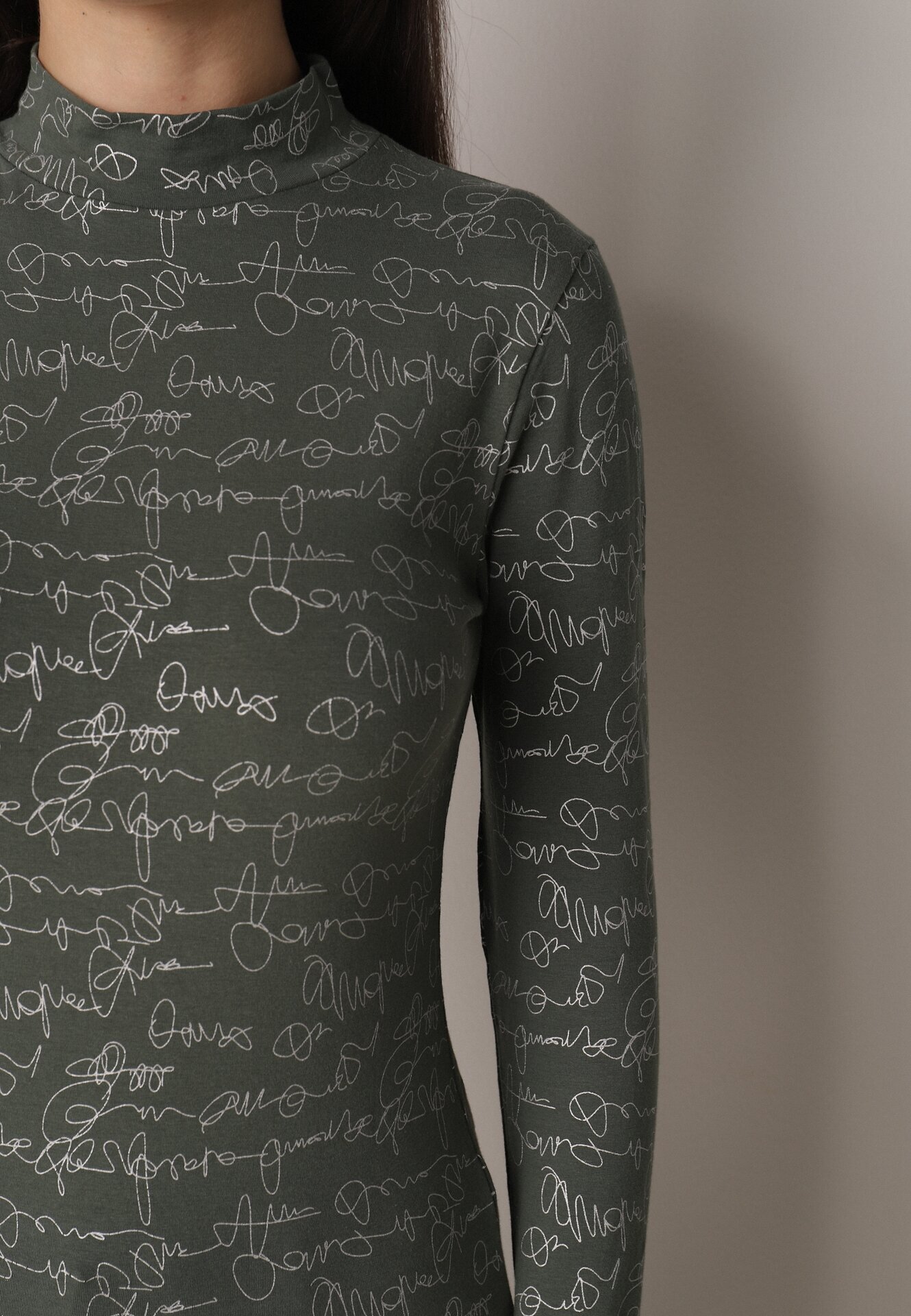 glo-story Bluză Verde din bumbac stil Longsleeve cu maletă cu imprimeu cu litere Azarenia