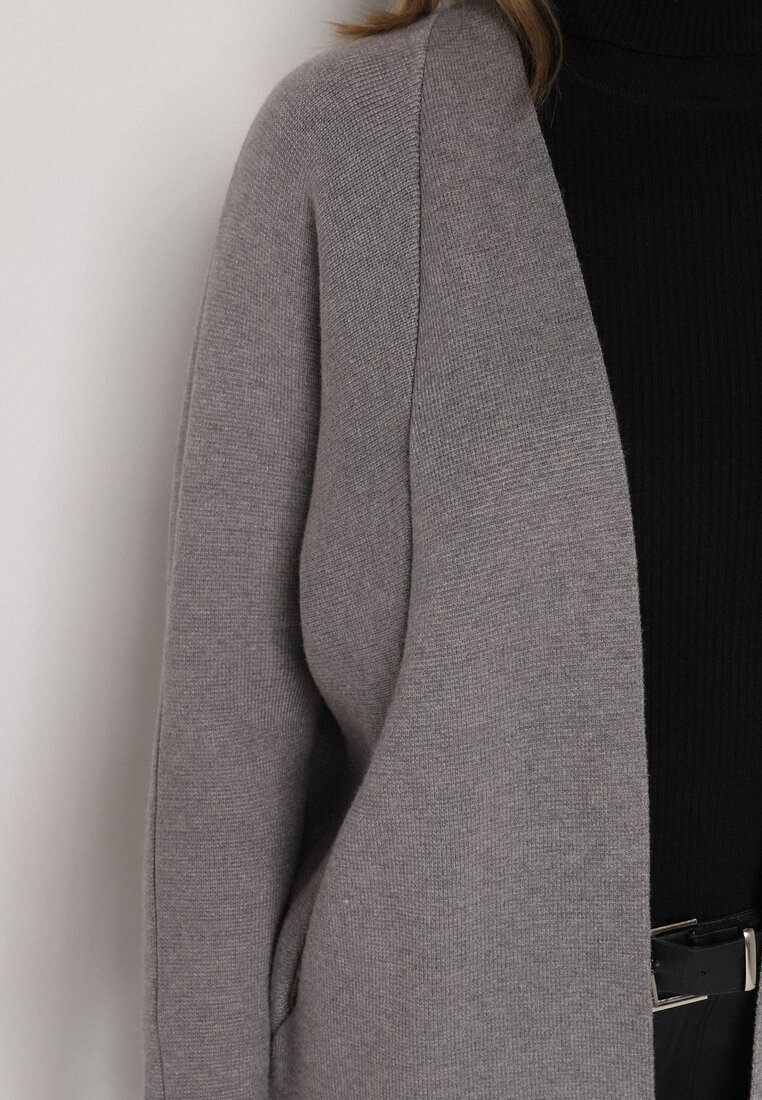 glo-story Cardigan Gri Clasic Neîncheiat Elitusa