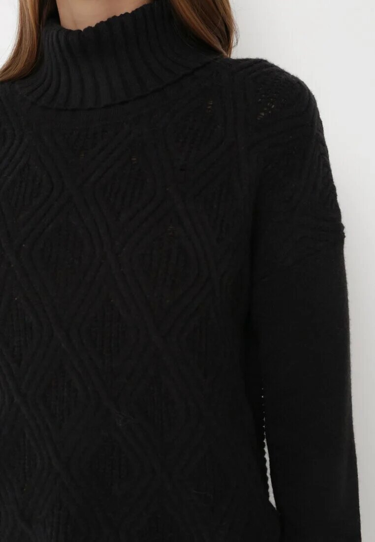 glo-story Maletă Negru din tricot de pulover cu mâneci lungi și manșete Saratte