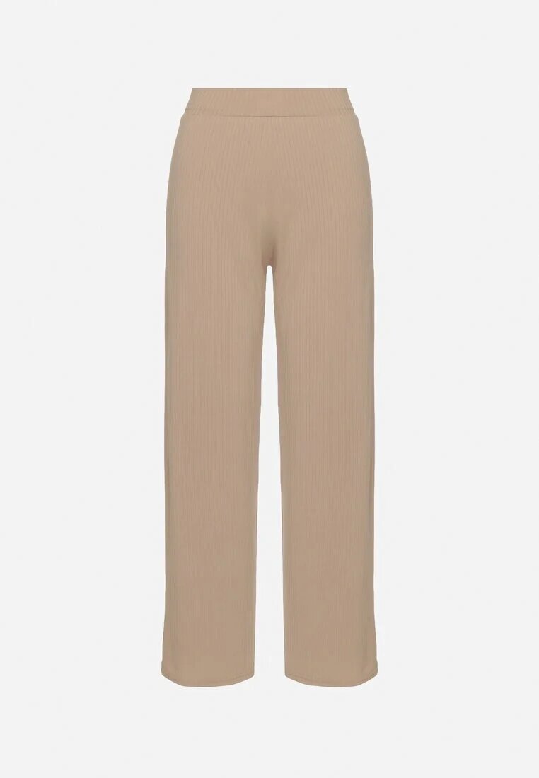 glo-story Pantaloni Bej închis Rebrate Largi Cu elastic în talie Drasia