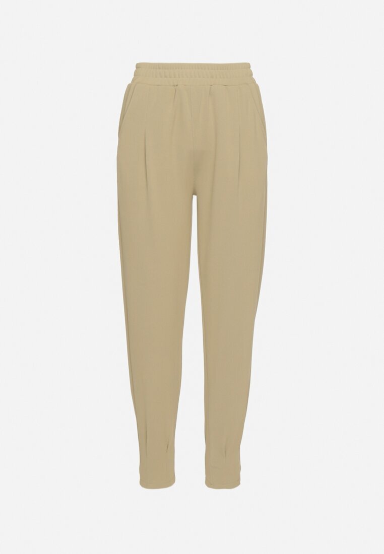 glo-story Pantaloni Casual Verde deschis cu elastic în talie și buzunare Tevinea